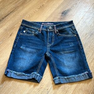 Tommy Bahama Shorts‎ Girls 12 Blue Denim Jean Cuffed Stretch Medium wash
